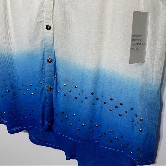 NWT Outback Trading Co Tie Dye Rivet Trim Blouse - Picture 5 of 9